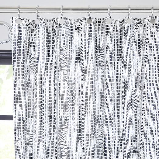 Organic Bomu Shower Curtain, Grey And White Striped Shower Curtain West Elm
