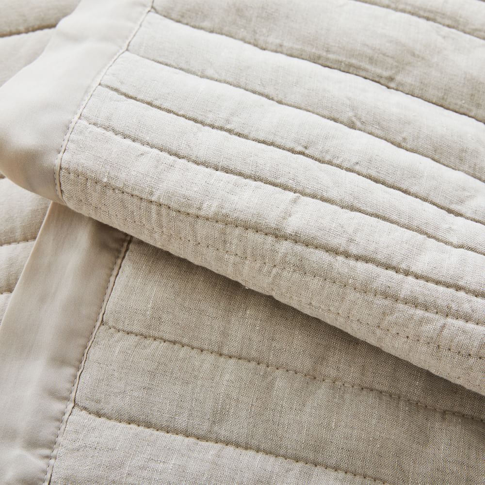 European Flax Linen Linework Quilt & Shams | West Elm