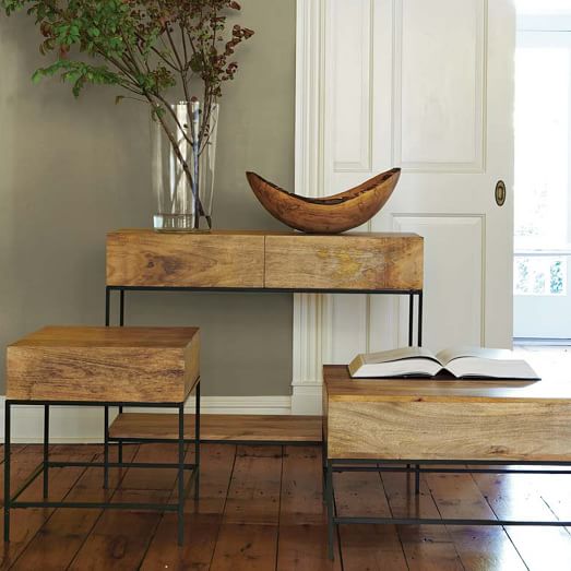 Industrial Living Room Collection, Industrial Console Table West Elm