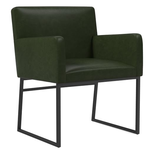 Range Leather Arm Dining Chair, Leather And Metal Dining Chairs With Arms