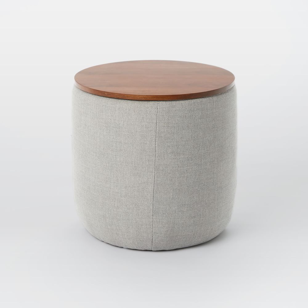 Upholstered Round Storage Ottoman | West Elm