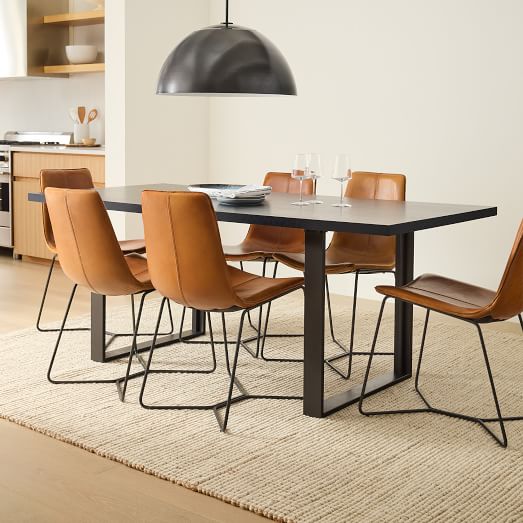 Modern Kitchen Dining Chairs West Elm, Wood Table And Leather Chairs
