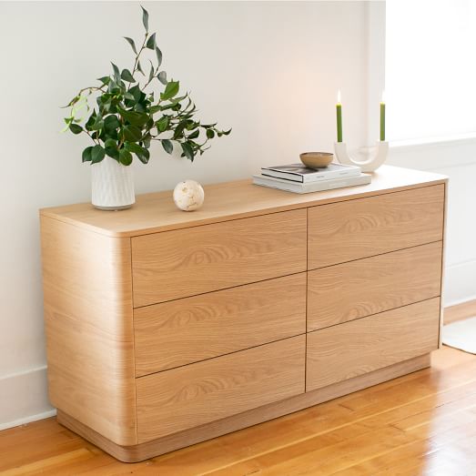 Oak Pedestal 6 Drawer Dresser 60, Can You Add Legs To Kullen Dresser