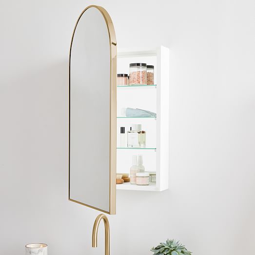 Arched Metal Framed Medicine Cabinet, Vanity Medicine Cabinet Mirror With Lights