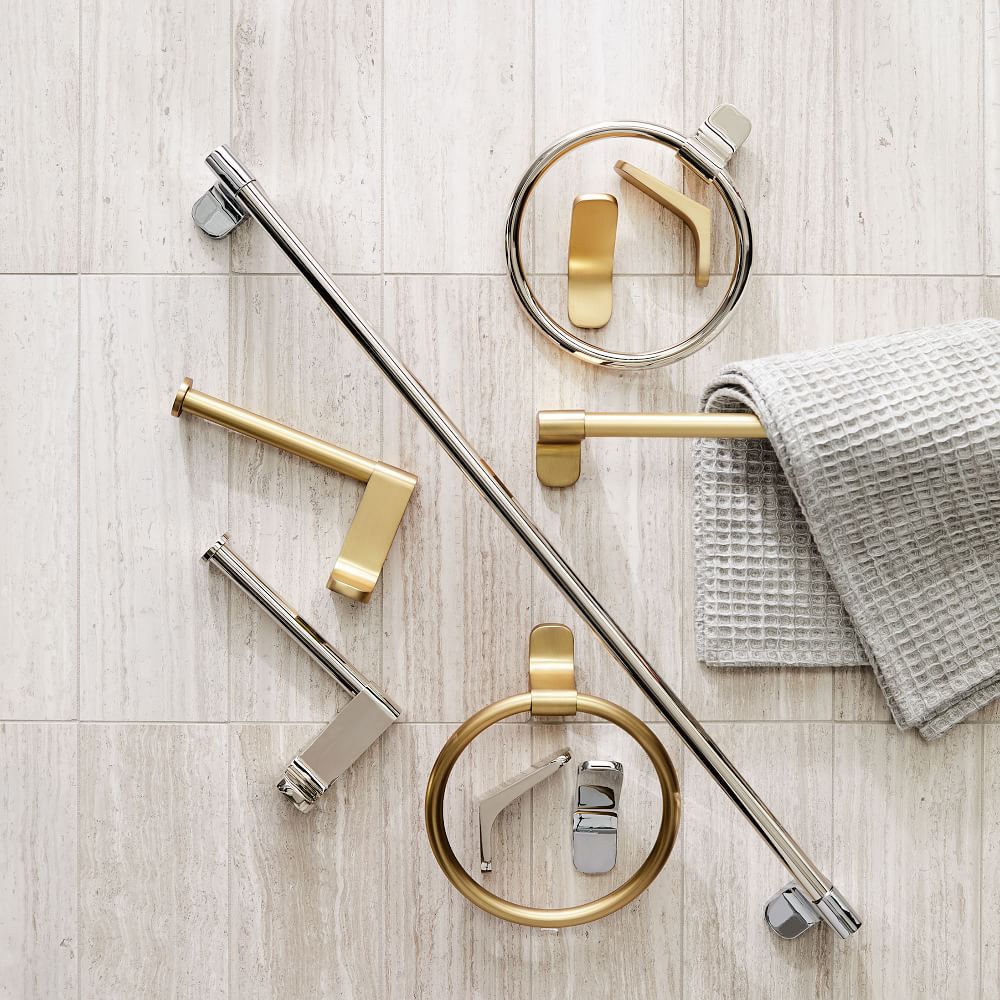 MidCentury Contour Bathroom Hardware Antique Brass West Elm