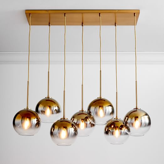 Sculptural Glass 7 Light Globe Chandelier 45 Metallic Ombre Sculptural Glass 7 Light Globe, Brass And Glass Sphere Chandelier