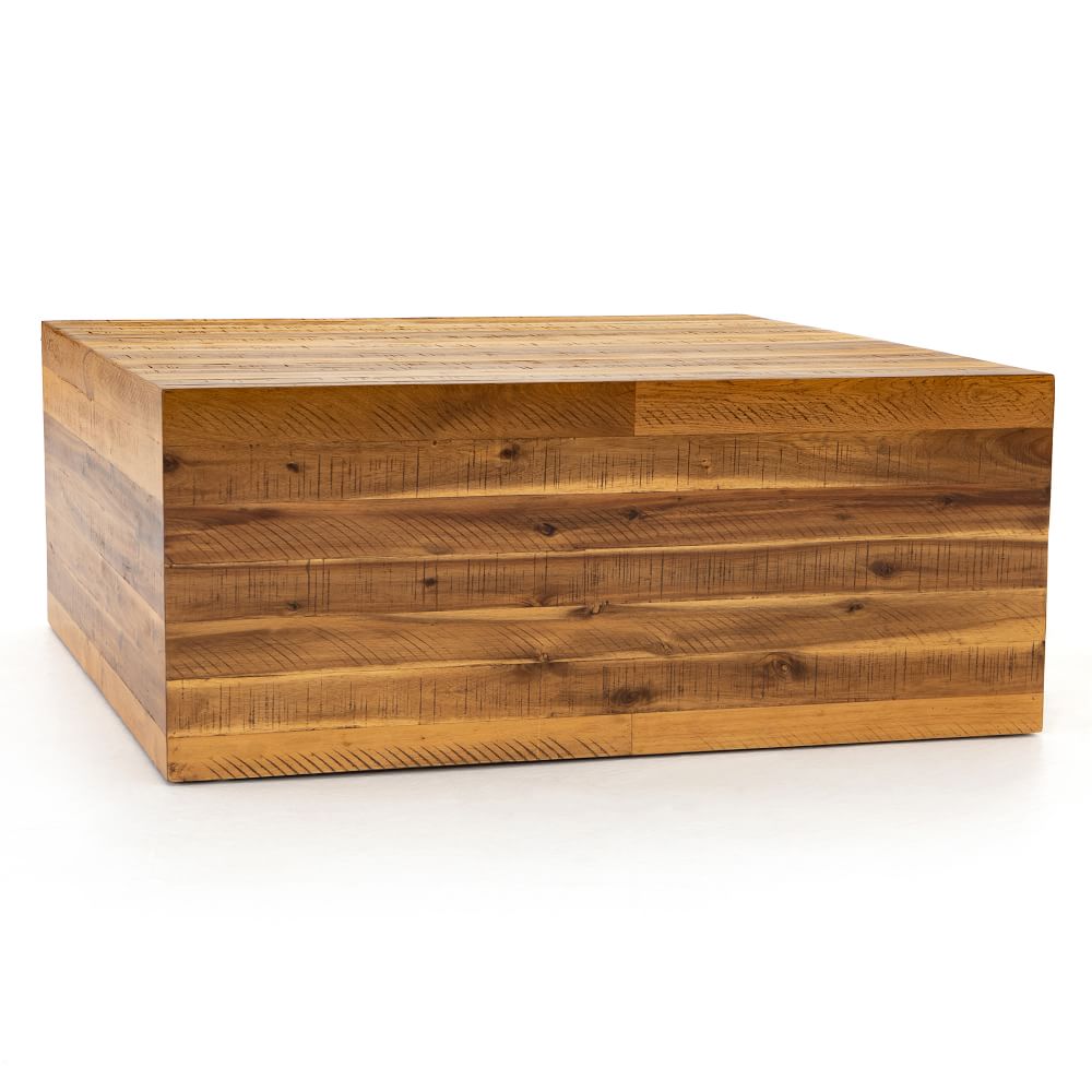 Alexa Reclaimed Wood Small Coffee Table Light Honey Living Room