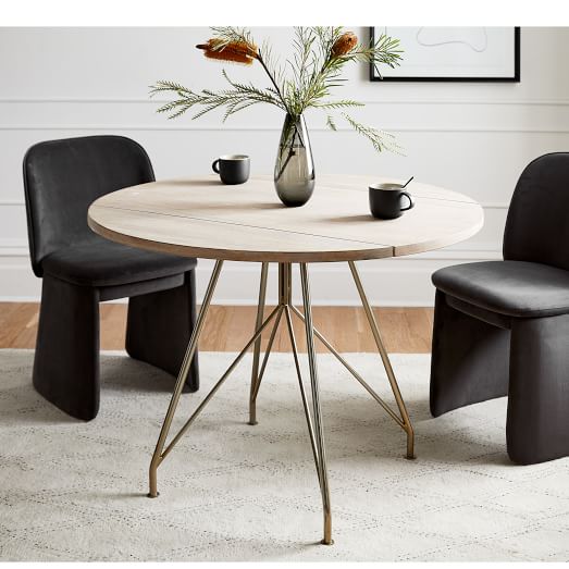 Jules Drop Leaf Expandable Dining Table, Small Round Dining Table With Drop Leaf