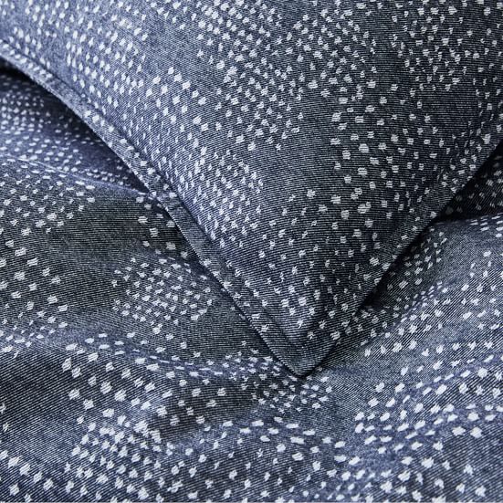 Organic Flannel Dotted Jacquard Duvet Cover & Shams | West Elm