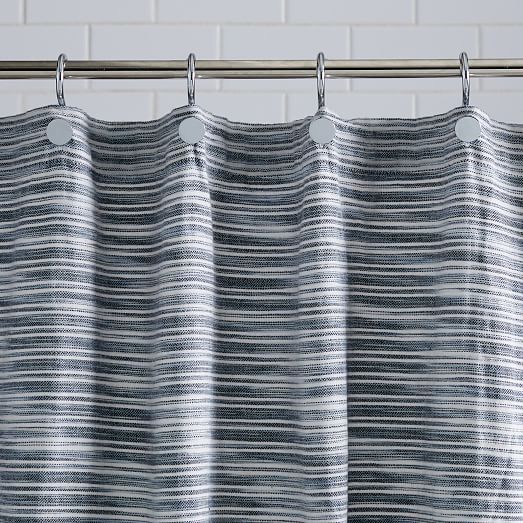 Organic Variegated Stripe Shower Curtain, Grey And White Striped Shower Curtain West Elm