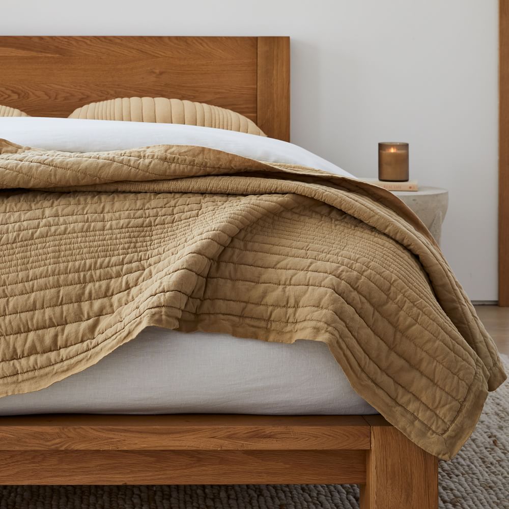 European Flax Linen Linework Quilt & Shams | West Elm