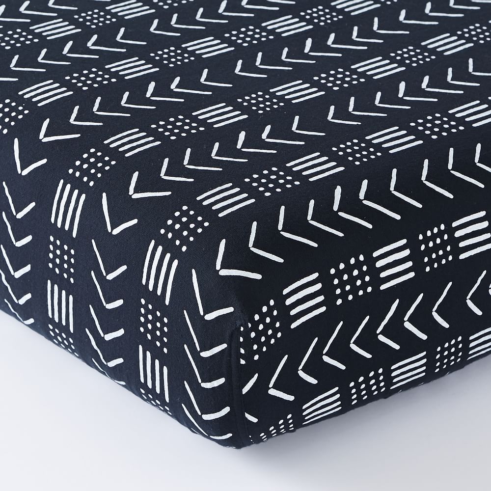 Organic Muslin Mudcloth Print Crib Fitted Sheet West Elm