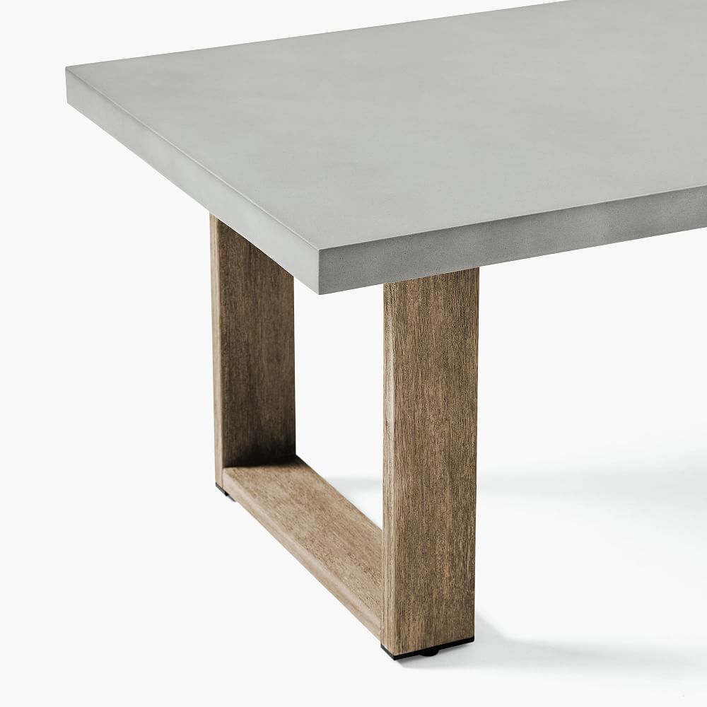 Portside Concrete Outdoor Coffee Table Weathered Wood West Elm