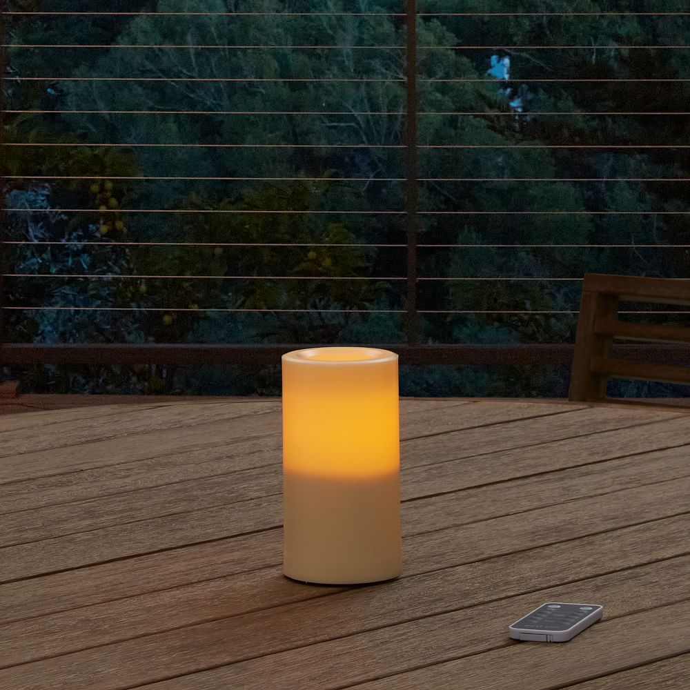 Outdoor Flickering Flameless Pillar Candles West Elm