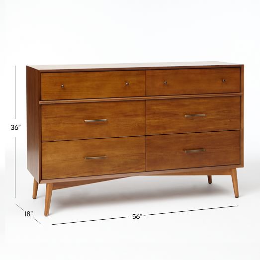 Mid Century 6 Drawer Dresser, Dresser Delivery And Assembly