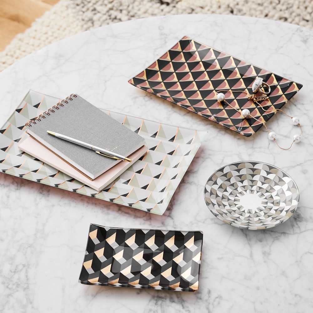 Geo Decoupage Glass Trays West Elm