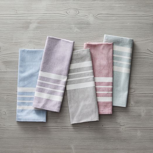 VTG 5 Striped Kitchen Dish Tea Towels 20” x 13.5”Cotton NEW OLD STOCK 
