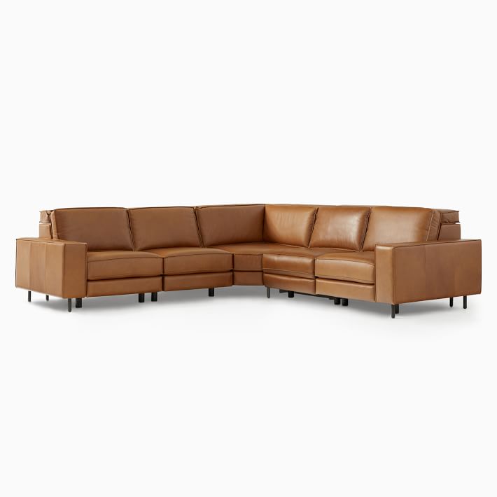 axel motion leather 5 piece sectional o
