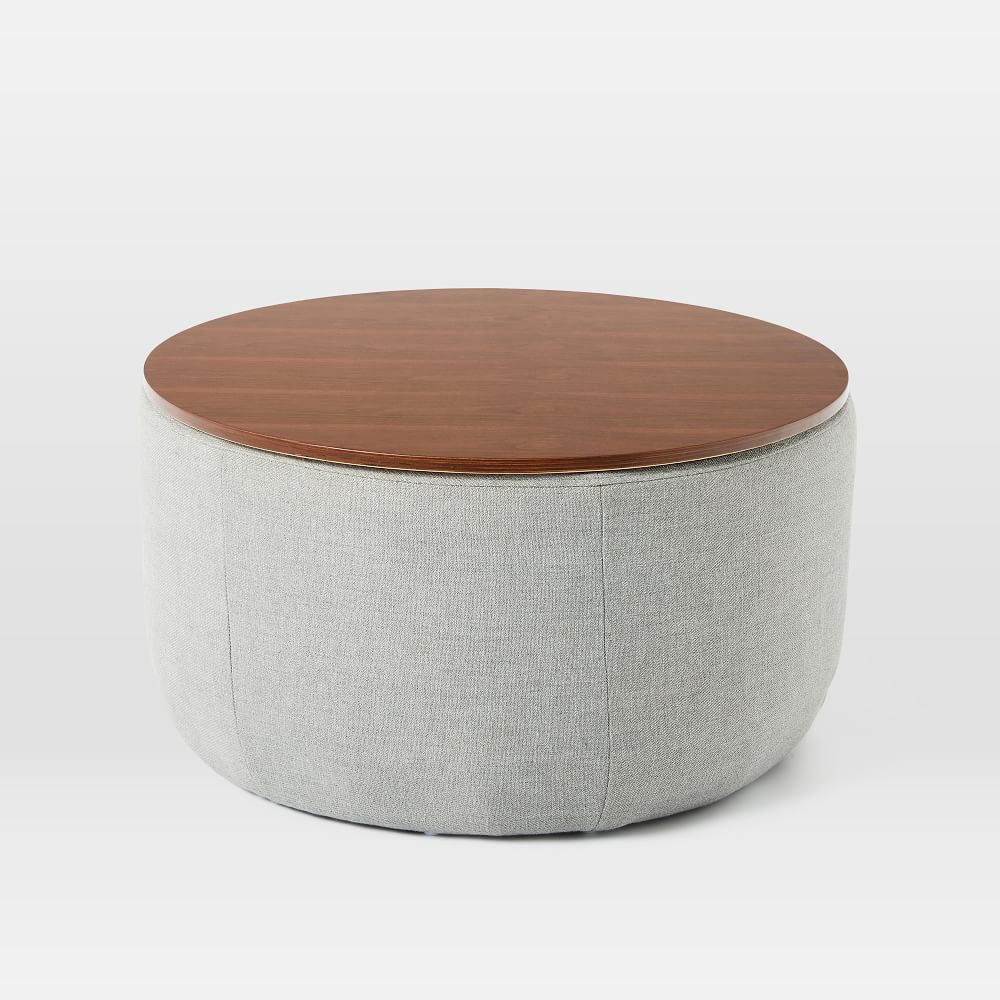 Upholstered Round Storage Ottoman | West Elm