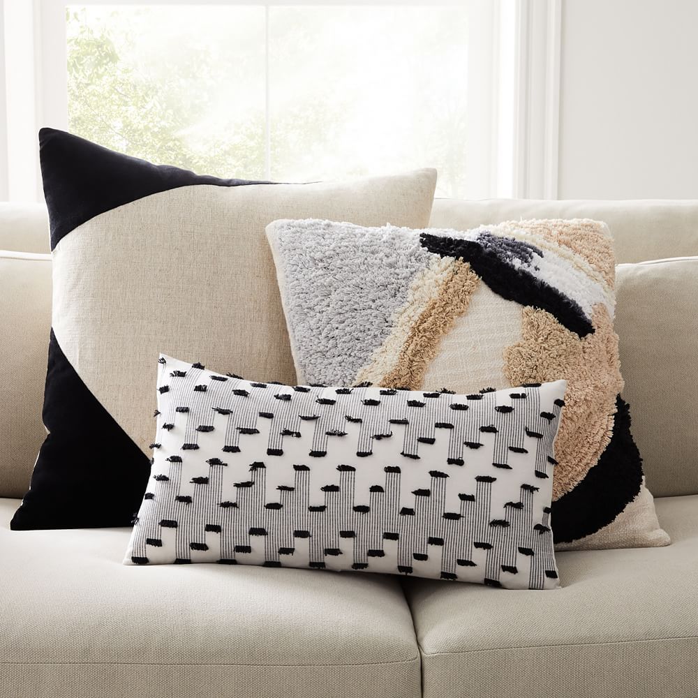 Cotton Linen & Velvet Corners Pillow Cover (24"x24") West Elm