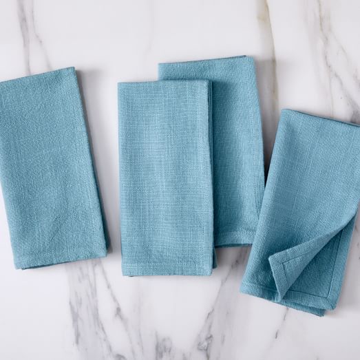 Set of 8 Krista Home Goods Stripe Cloth Napkins Blue 
