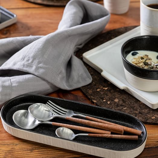 Mito Resin and Brushed Stainless Steel Flatware Sets (Wood)