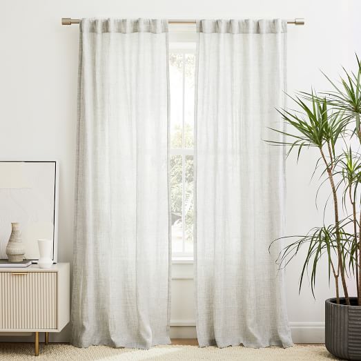 Natural set/2 west elm European Belgian Flax Linen Curtain panels 48x84 *qty*
