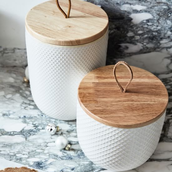 Textured Kitchen Canisters Kitchen Storage Solutions West Elm   Textured Stoneware Canisters L 