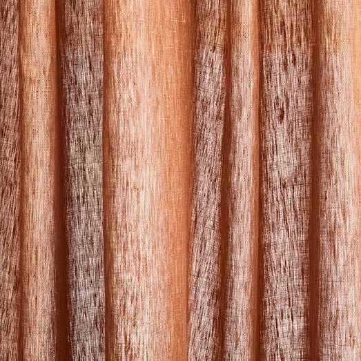 European Flax Linen Melange Curtain, Terracotta Color Shower Curtain