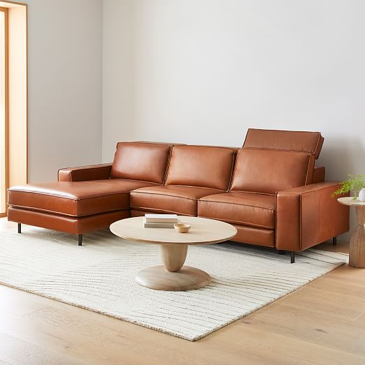 Reclining Chaise Sectional Sofa, Leather Modular Sofa Pieces Vegan