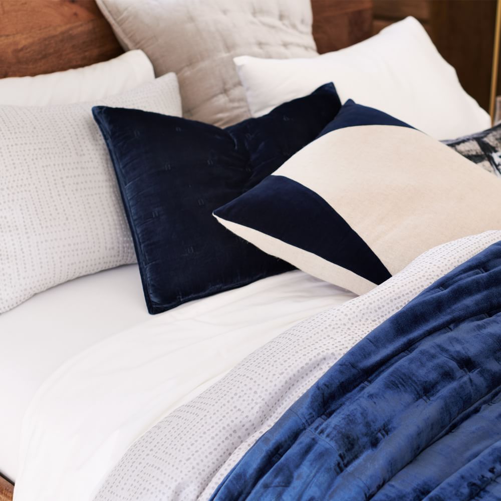 Cotton Linen & Velvet Corners Pillow Cover (24"x24") West Elm