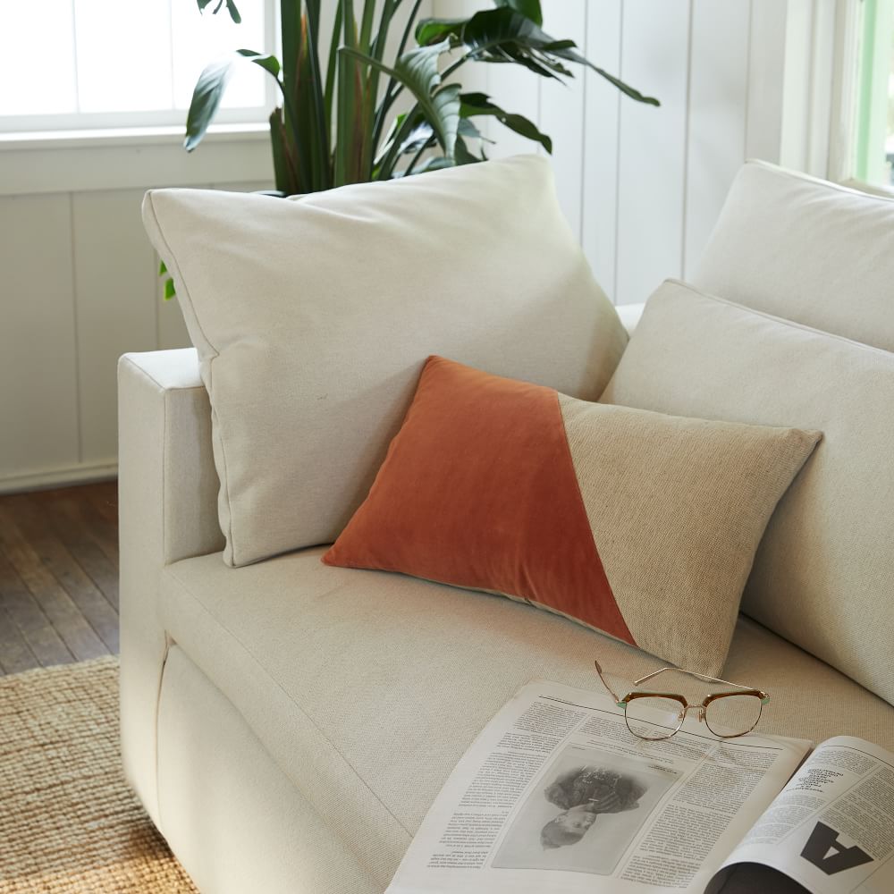 Cotton Linen & Velvet Corners Pillow Cover (24"x24") West Elm