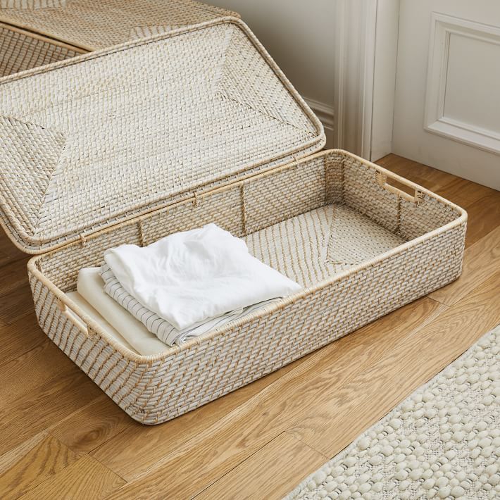 modern weave underbed storage basket whitewashed o