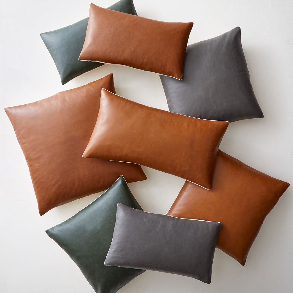 Leather Pillow Cover Leather Pillowcase Zipped Leather Pillowcase
