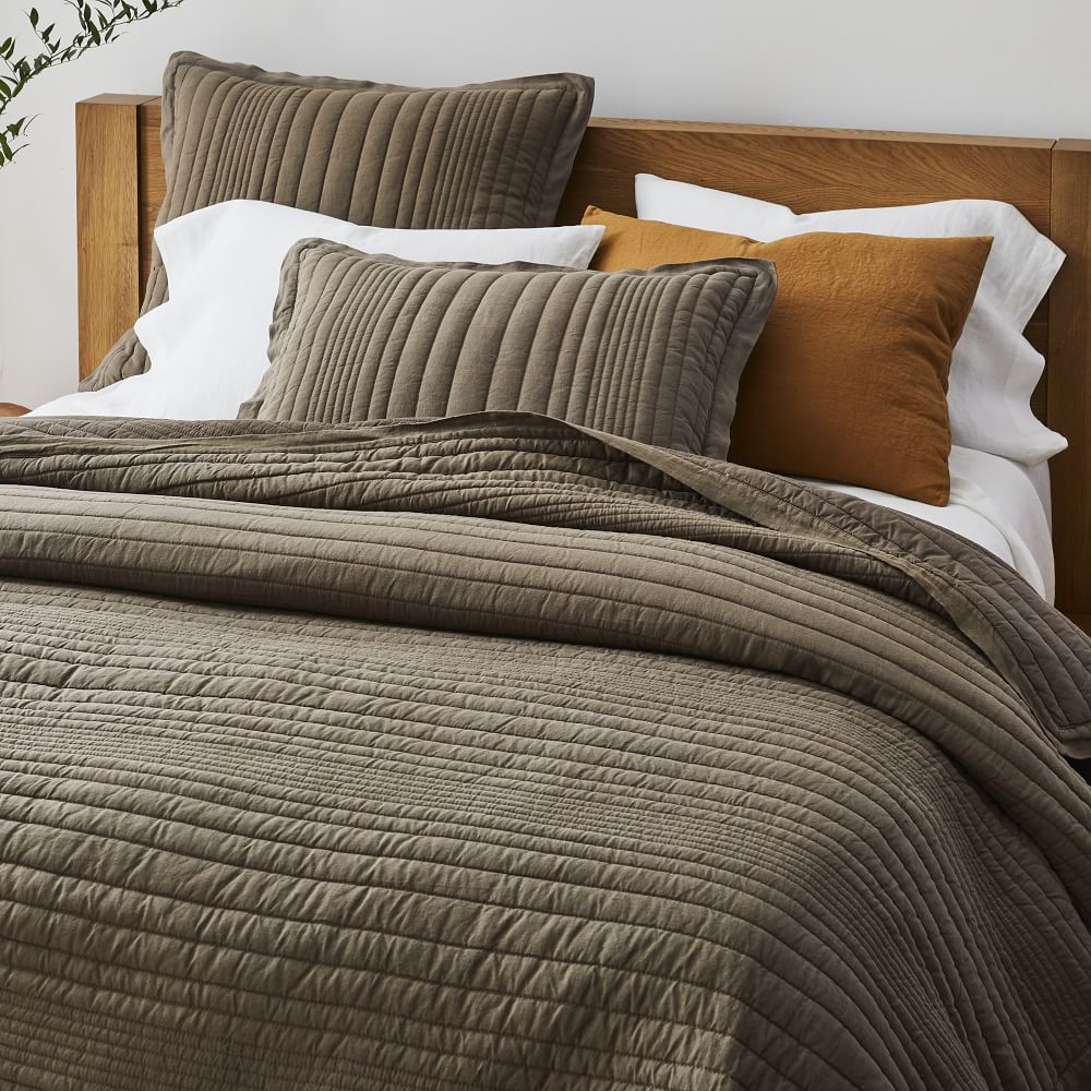 European Flax Linen Linework Quilt & Shams West Elm