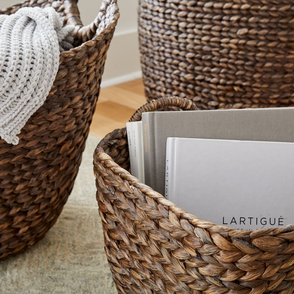 Curved Seagrass Lidded Laundry Hamper West Elm