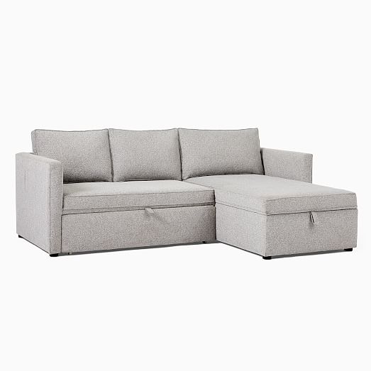 Harris 2 Piece Pop Up Sleeper Sectional, Leather Sleeper Sofa With Storage Chaise