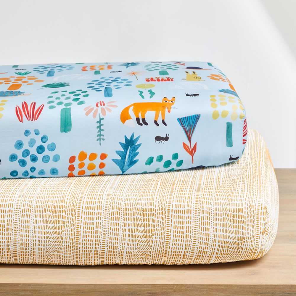 Organic Woodland Crib Fitted Sheet Multi, Baby Bedding West Elm