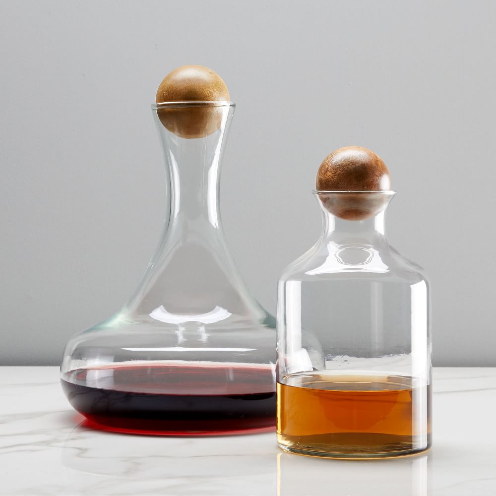 Glass Decanters with Wood Stoppers, Bar Accessories West Elm