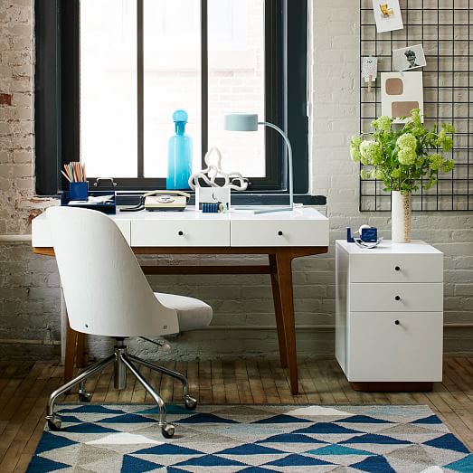 Modern Desk 50, Small Contemporary Desk With Drawers