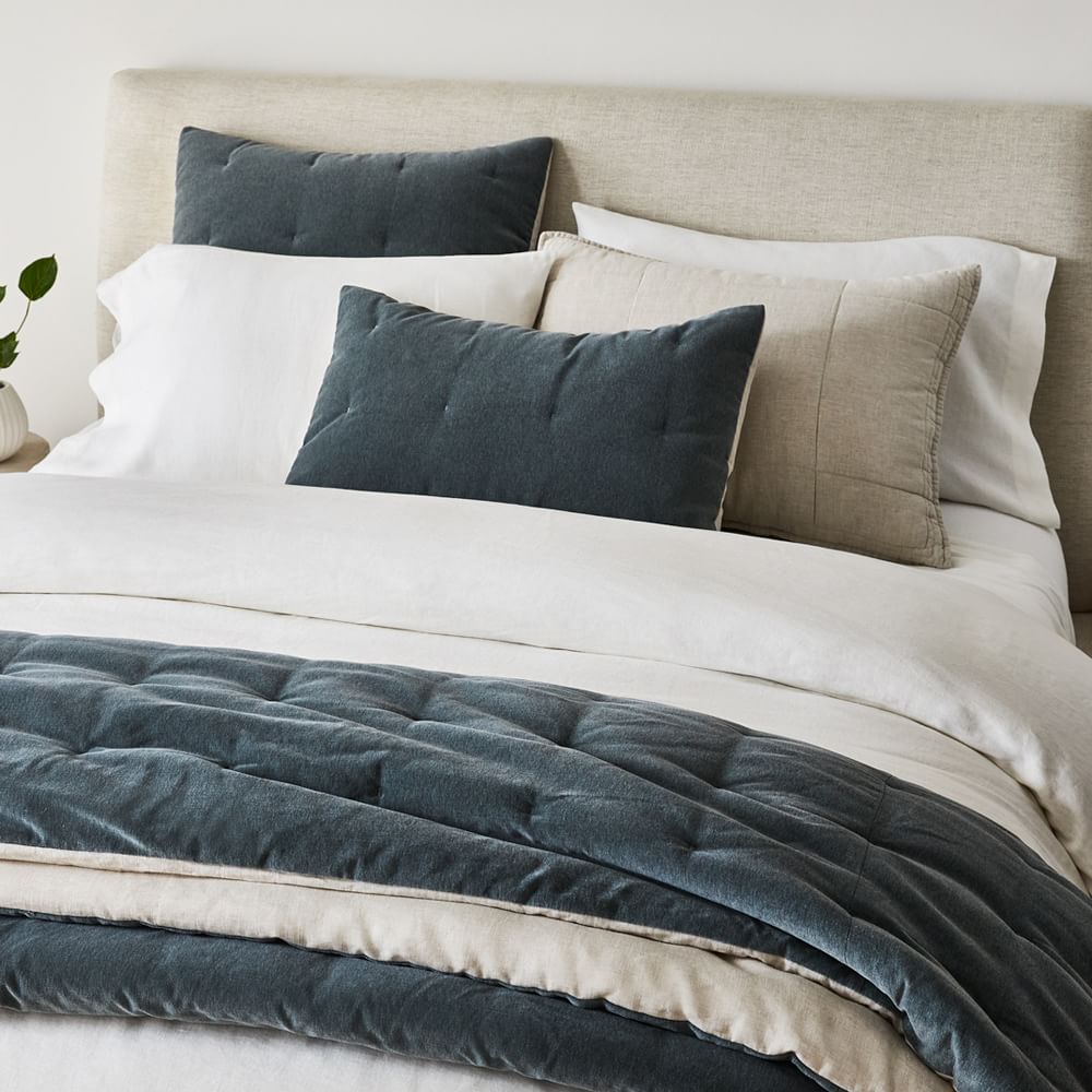 Classic Cotton Velvet Tack Stitch Quilt, King Sham, Burnt Umber West Elm