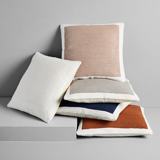 West Elm Border Stripe aqua  standard pillowcases Set 2  New 