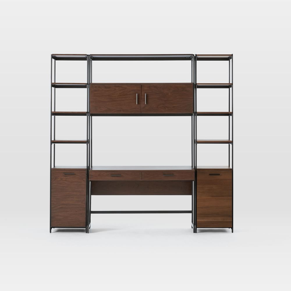 Foundry Narrow Bookcase & Desk Set (84") Dark Walnut West Elm