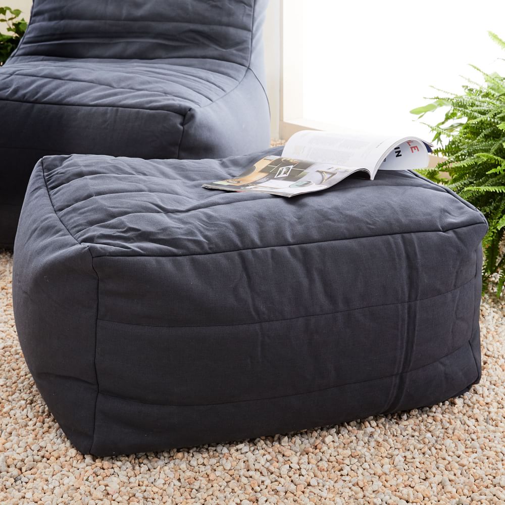 Channeled Outdoor Bean Bag Ottoman West Elm