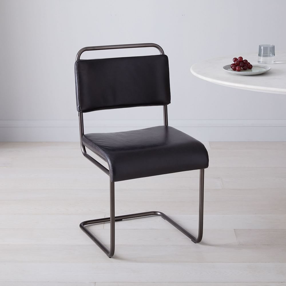 Industrial Cantilever Leather Dining Chair West Elm