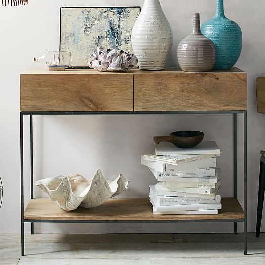 Industrial Storage Entryway Console, Industrial Console Table West Elm