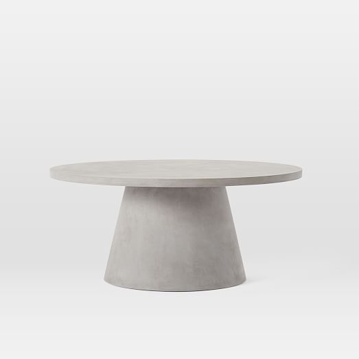 Concrete Outdoor Pedestal Round Side Table & Coffee Table Set
