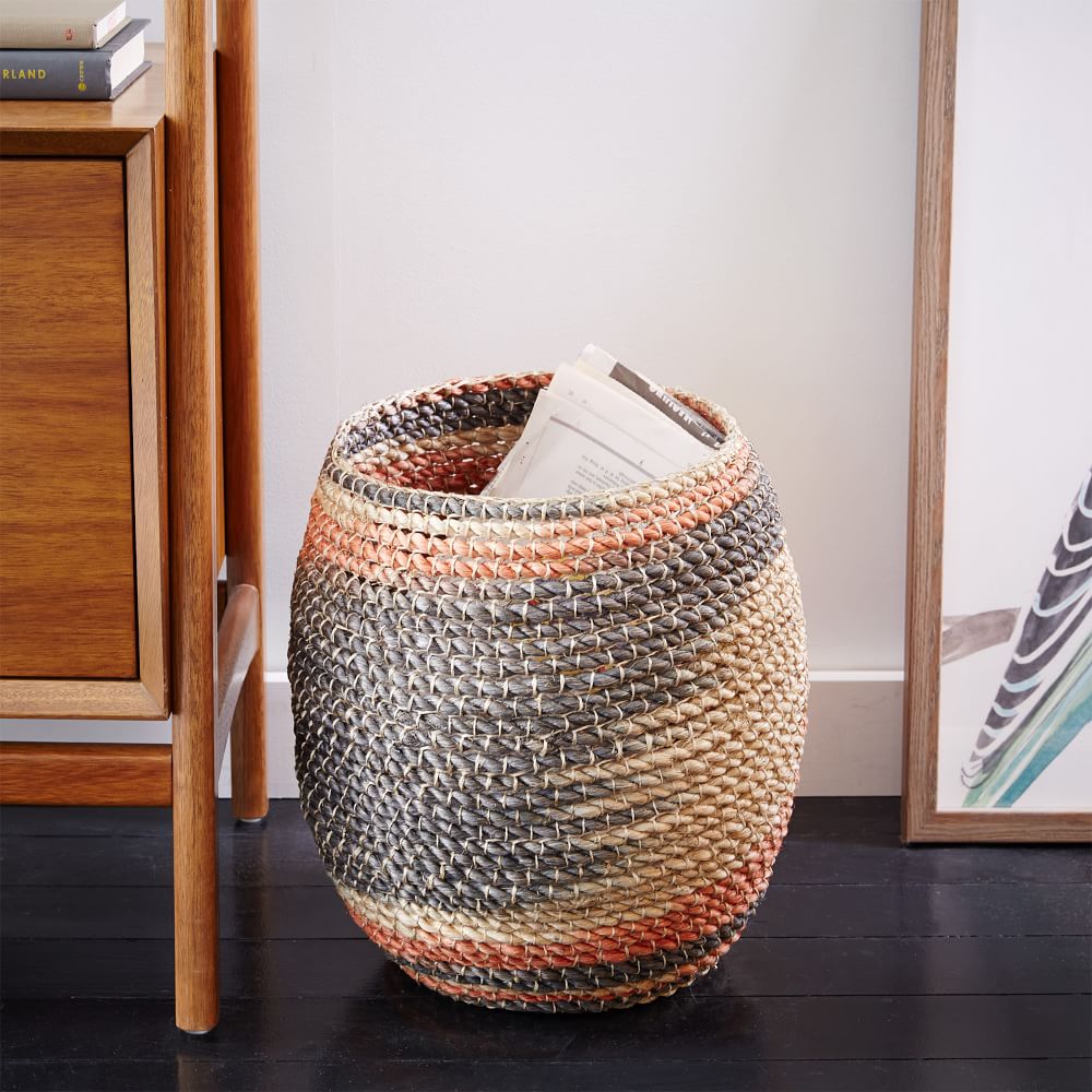 Tricolor Ikat Waste Basket West Elm