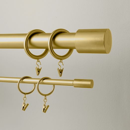 BRASS GOLD CURTAIN RINGS WITH HOOKS/CLIPS-FOR CURTAINS 