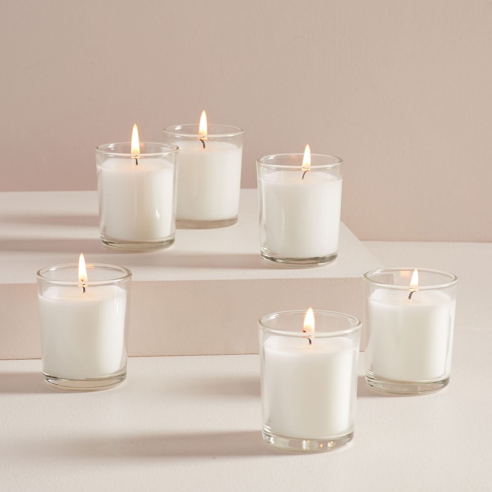 Unscented Wax Glass Votives (Set of 6) West Elm